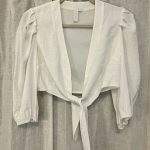 Jonathan Simkhai White Tie-Front Blouse